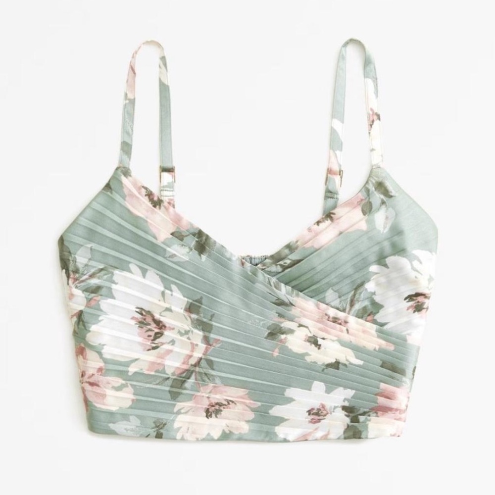 Abercrombie & Fitch satin sage green crop top tank